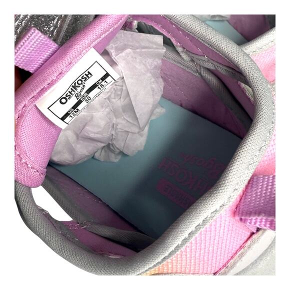 NEW OshKosh B Gosh Toddler SHOES Girls 12 Play Sandals Pink Silver Glitter NWT - Picture 10 of 13